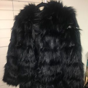 Black FAUX FUR coat